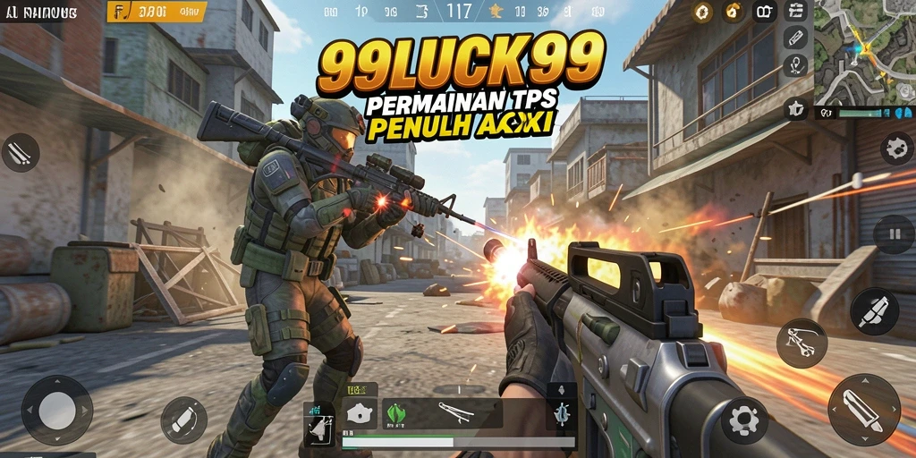 Screenshot menunjukkan aksi tembak-menembak seru di 99LUCK99.