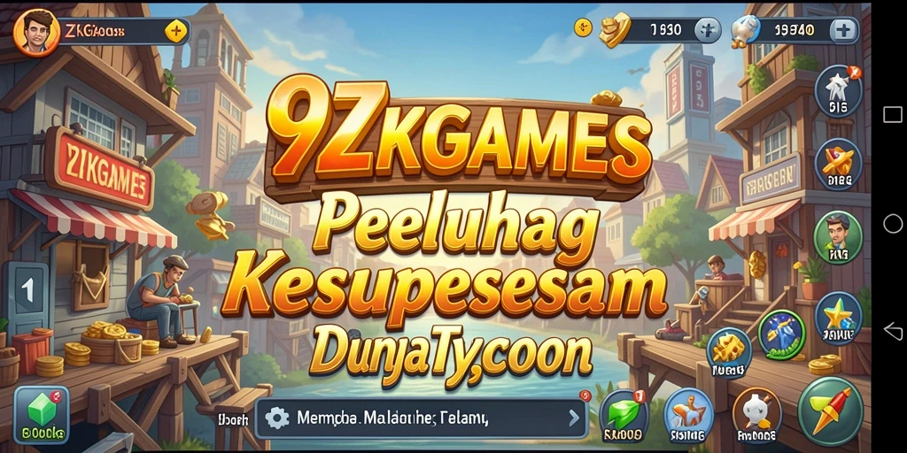 Screenshot gameplay menunjukkan manajemen bisnis yang seru.