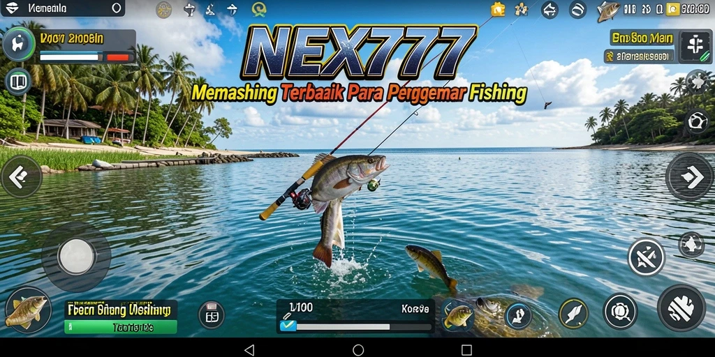 Screenshot utama NEX777 yang menampilkan gameplay memancing yang seru.