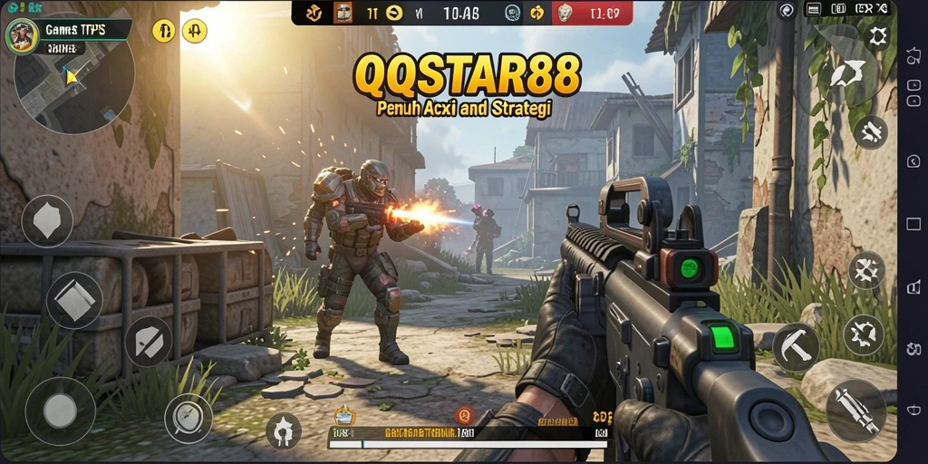Screenshot gameplay QQSTAR88 menunjukkan aksi menegangkan TPS.